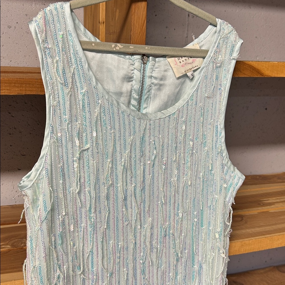 Hannah Banana Light Blue Sequin Dress Size 12 EUC